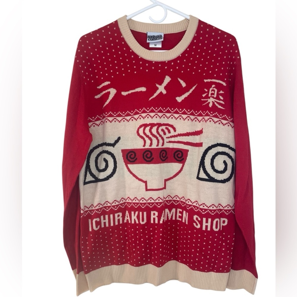 Naruto Shippden‎ Ichiraku Ramen Shop Red Sweater Mens Medium Asian Anime Manga